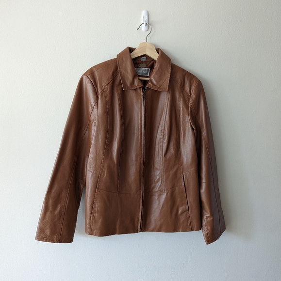 Guillaume Jackets & Blazers - Guillaume Zip Front Leather Jacket in Cognac